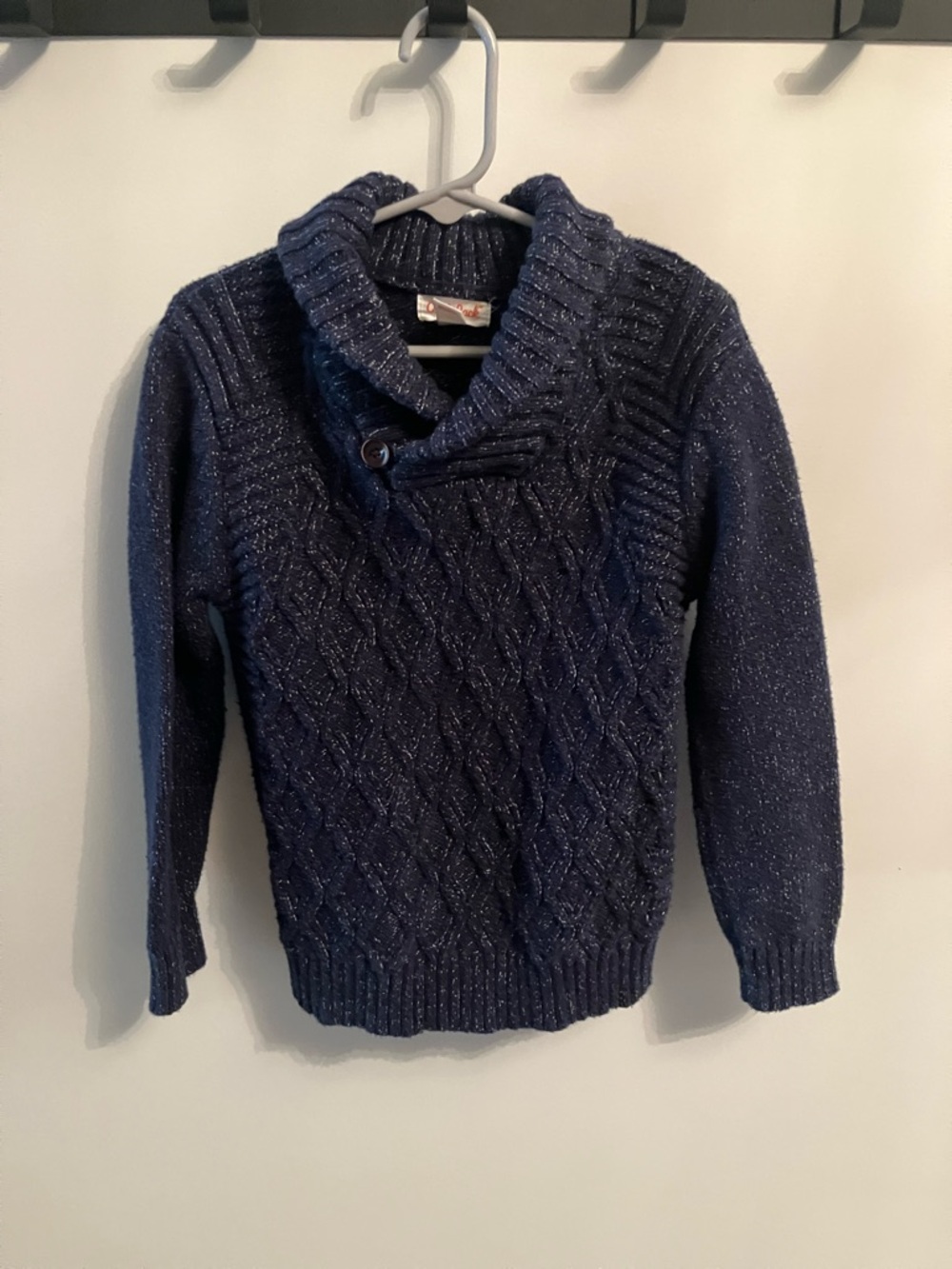 Cat & Jack Navy Shawl Collar Cable Knit Sweater